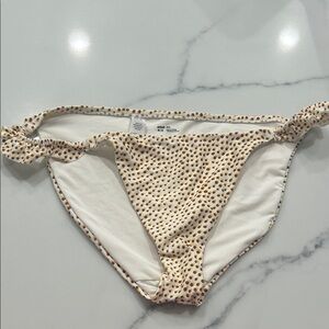 aerie White Bikini Bottoms with Brown and Yellow Dot Print